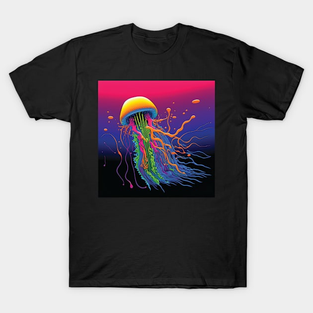 Neon Jellyfish Bold Paint T-Shirt by Geminiartstudio